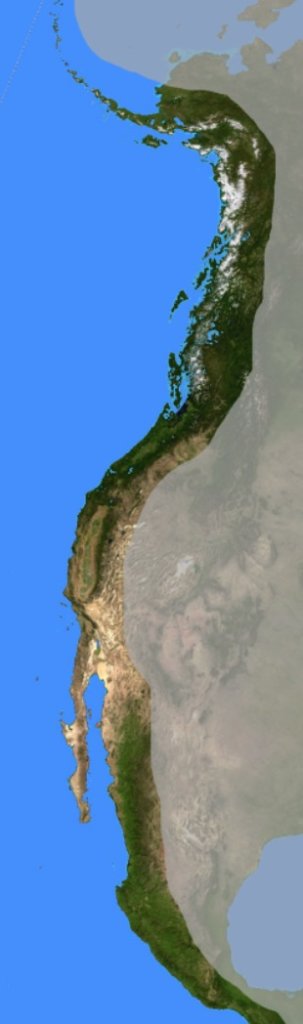 Satellite image with geographic relief of the West Coast of North America. 